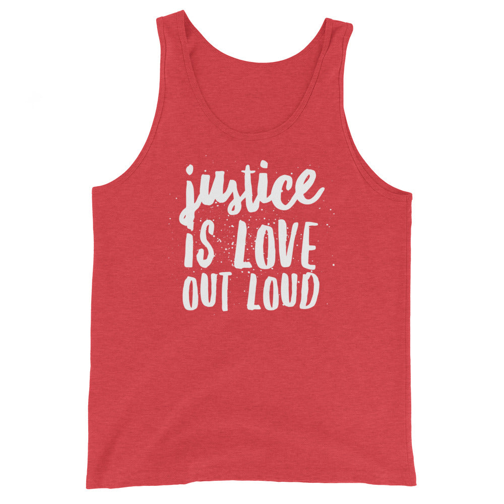 
            
                Load image into Gallery viewer, Justice Is Love Out Loud | Unisex Tank Tops
            
        